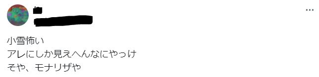 小雪の顔がモナリザみたいで怖いに関するツイート